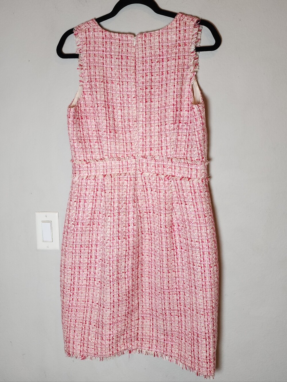 NWT J. Crew Pink Tweed Sleeveless V-neck Sheath Dress Women's Size 8 - Picture 6 of 16